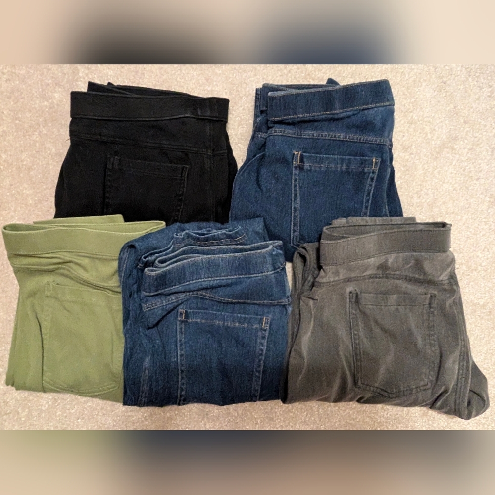 5 Pairs Ladies High Waisted Jeggings, No Nonsense Brand, Large. Skinny Legged